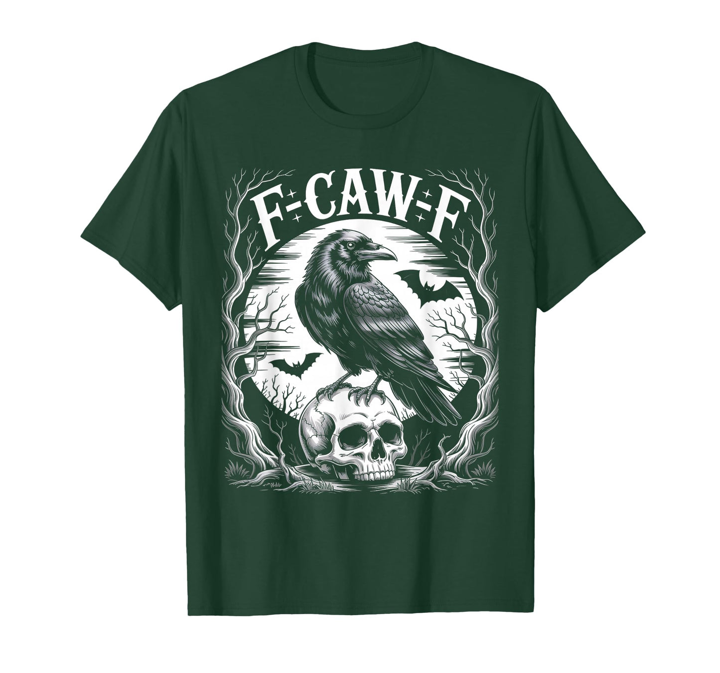 F-CAW-F Crow Funny Halloween Humor Black Bird Gothic Moon T-Shirt