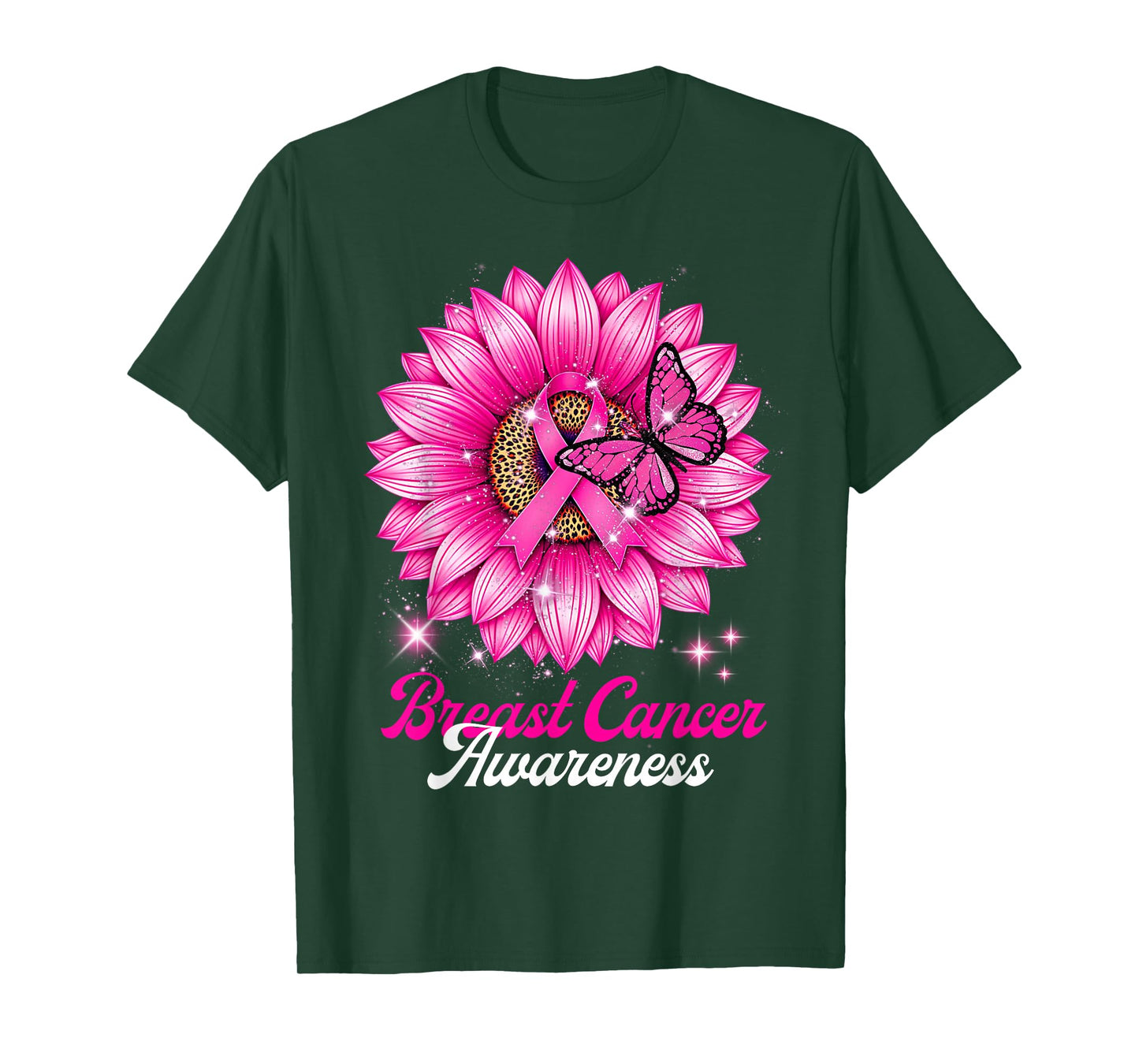 Breast Cancer Awareness Sunflower & Butterfly Support Women T-Shirt