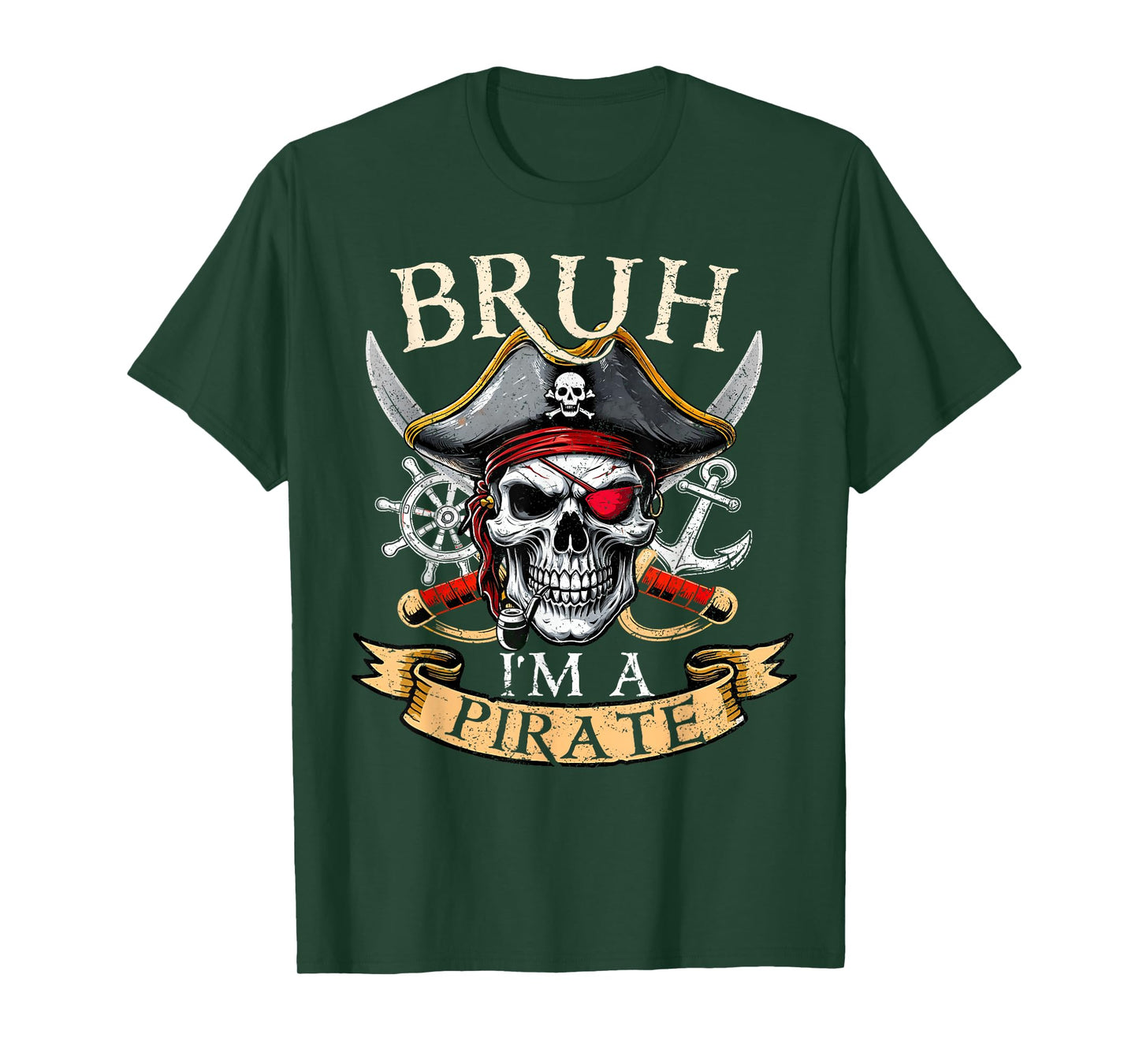 Funny Halloween Bruh I'm A Pirate Skull Costume Kids Boy Men T-Shirt
