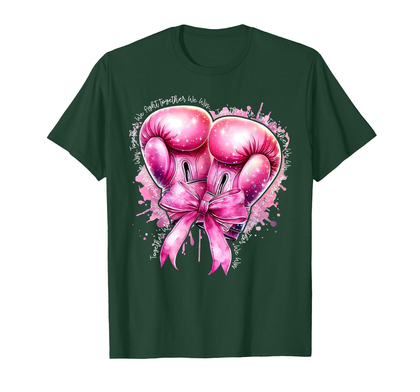 Together We Fight Pink Boxing Gloves Breast Cancer Awareness T-Shirt