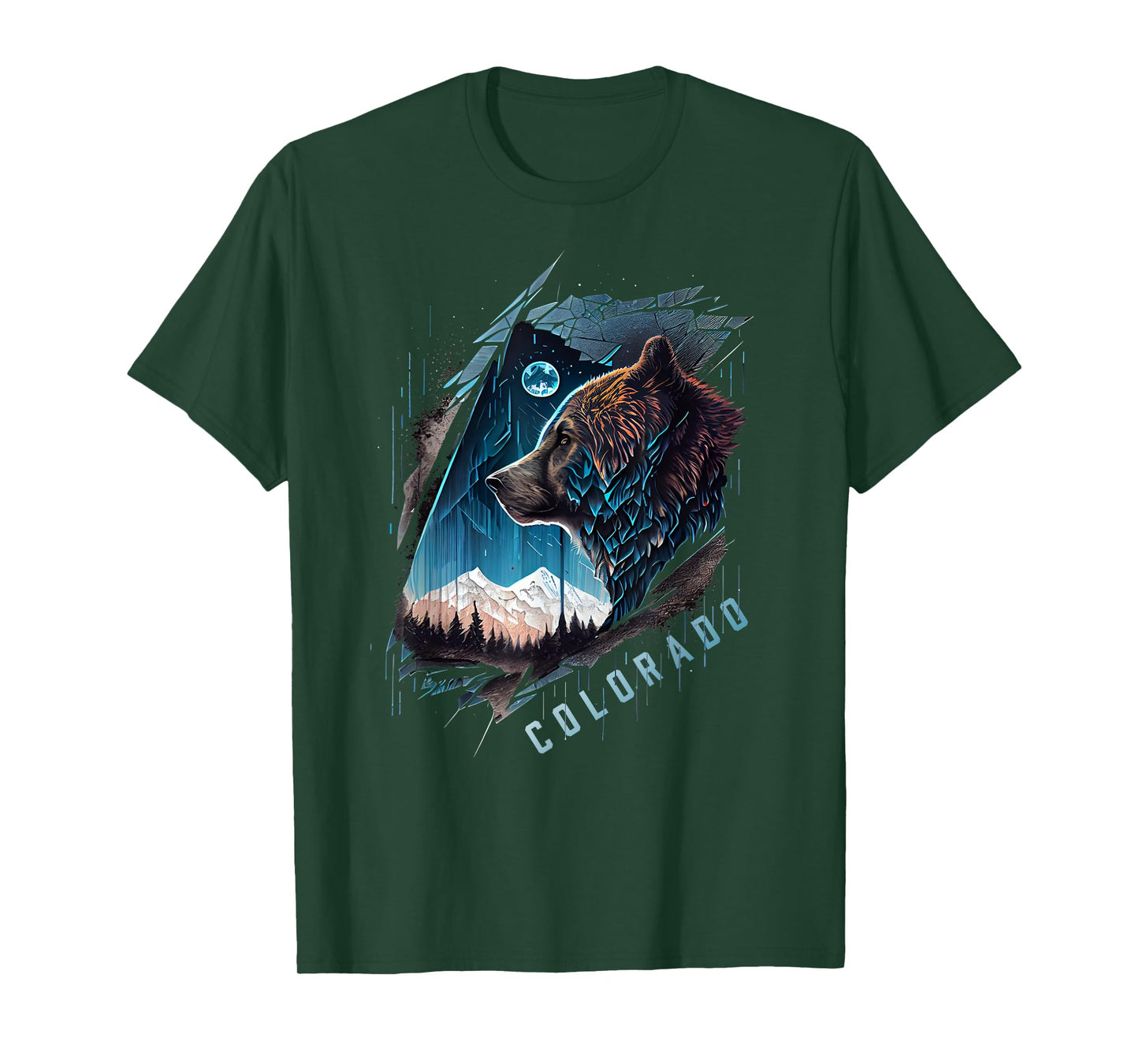Colorado Mountain Bear - Bear, Moon, & Stars Retro T-Shirt