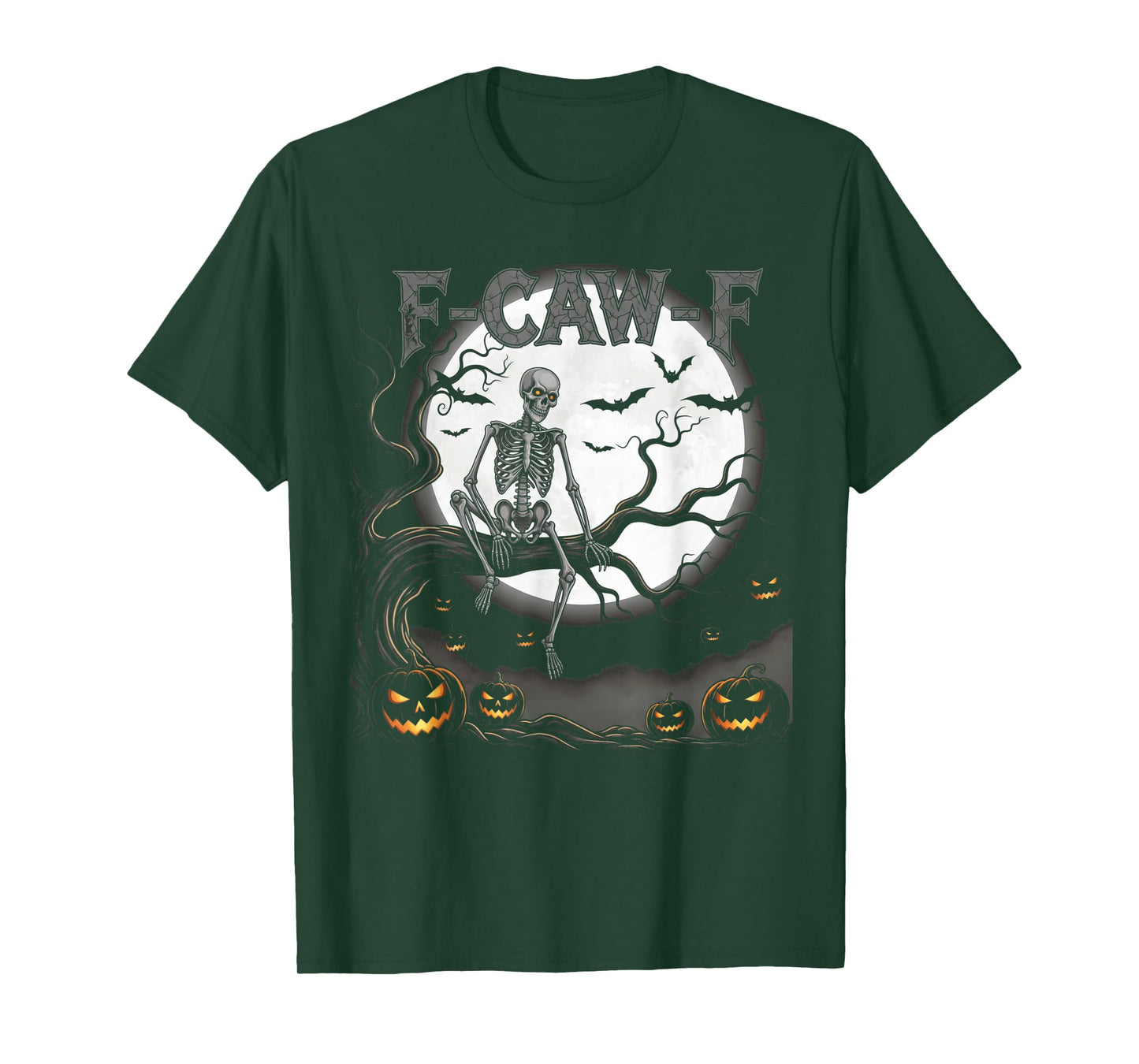 F-Caw-F Skeleton Funny Gothic Halloween Vintage Humor Retro T-Shirt