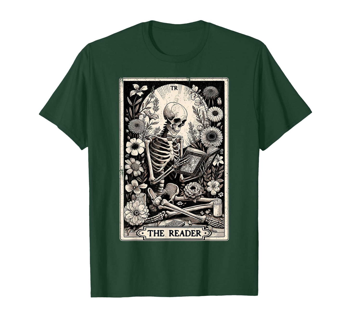 The Reader Tarot Card Funny Book Lover Skeleton Reading Book T-Shirt
