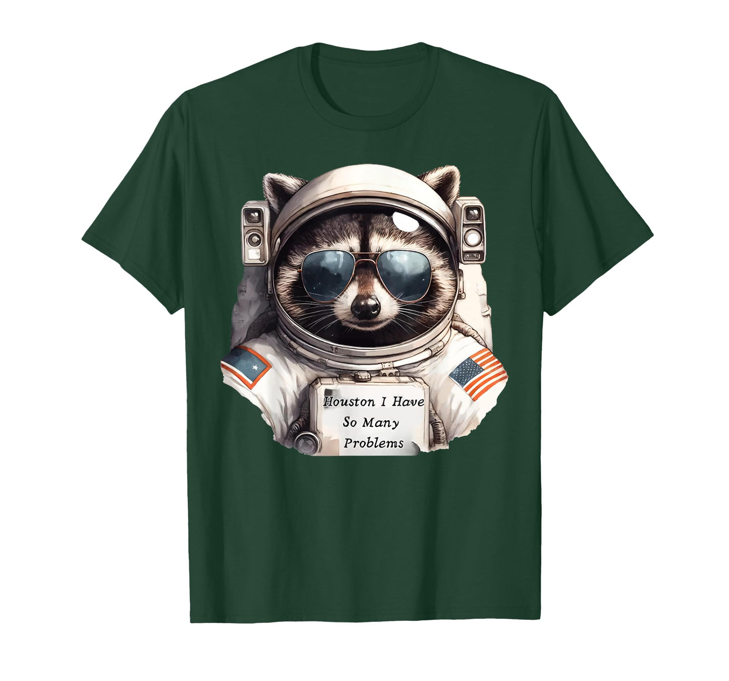 Houston I Have So Many Problems Funny Space Raccoon Meme T-Shirt