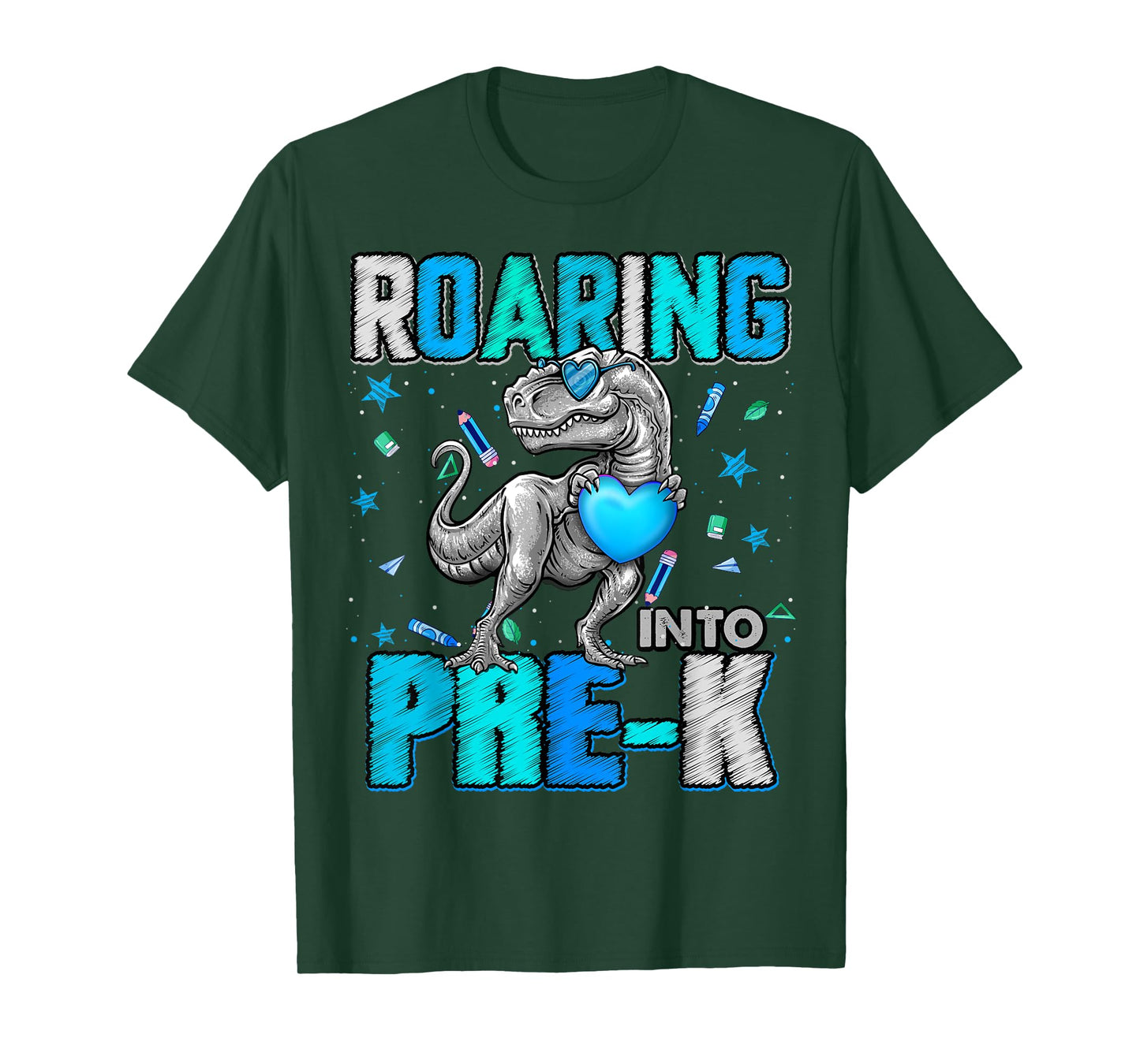 Roaring Into Pre K Dinosaur T Rex Back To School Boys T-Shirt
