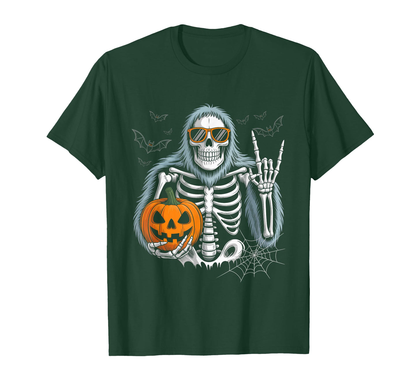 Spooky Bigfoot Jack O Lantern Skeleton Halloween Boys Mens T-Shirt