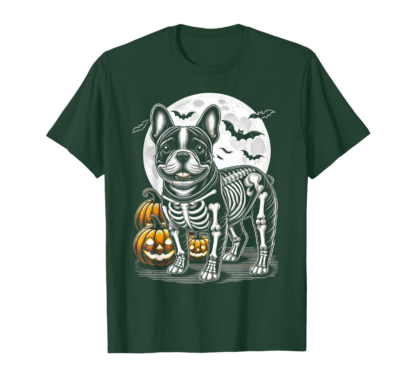 Cute Halloween Skeleton French Bulldog Puppy Bones Costume T-Shirt