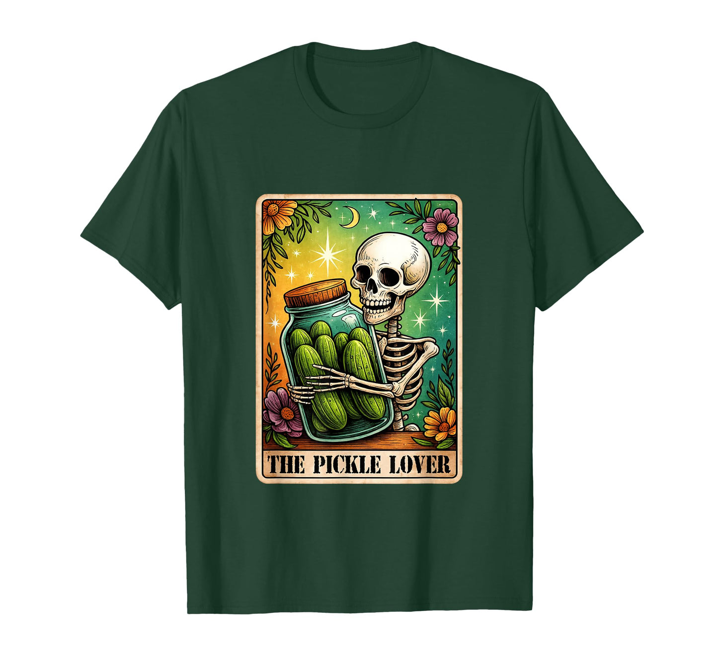 The Pickle Lover Tarot Card Skeleton Pickle Jar T-Shirt