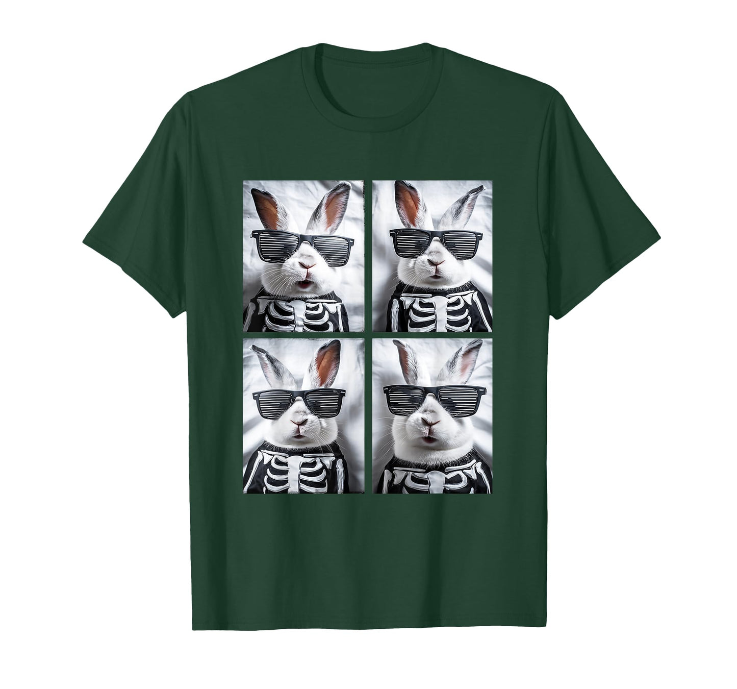 Cute Rabbit with Sunglasses Skeleton Costume Funny Halloween T-Shirt