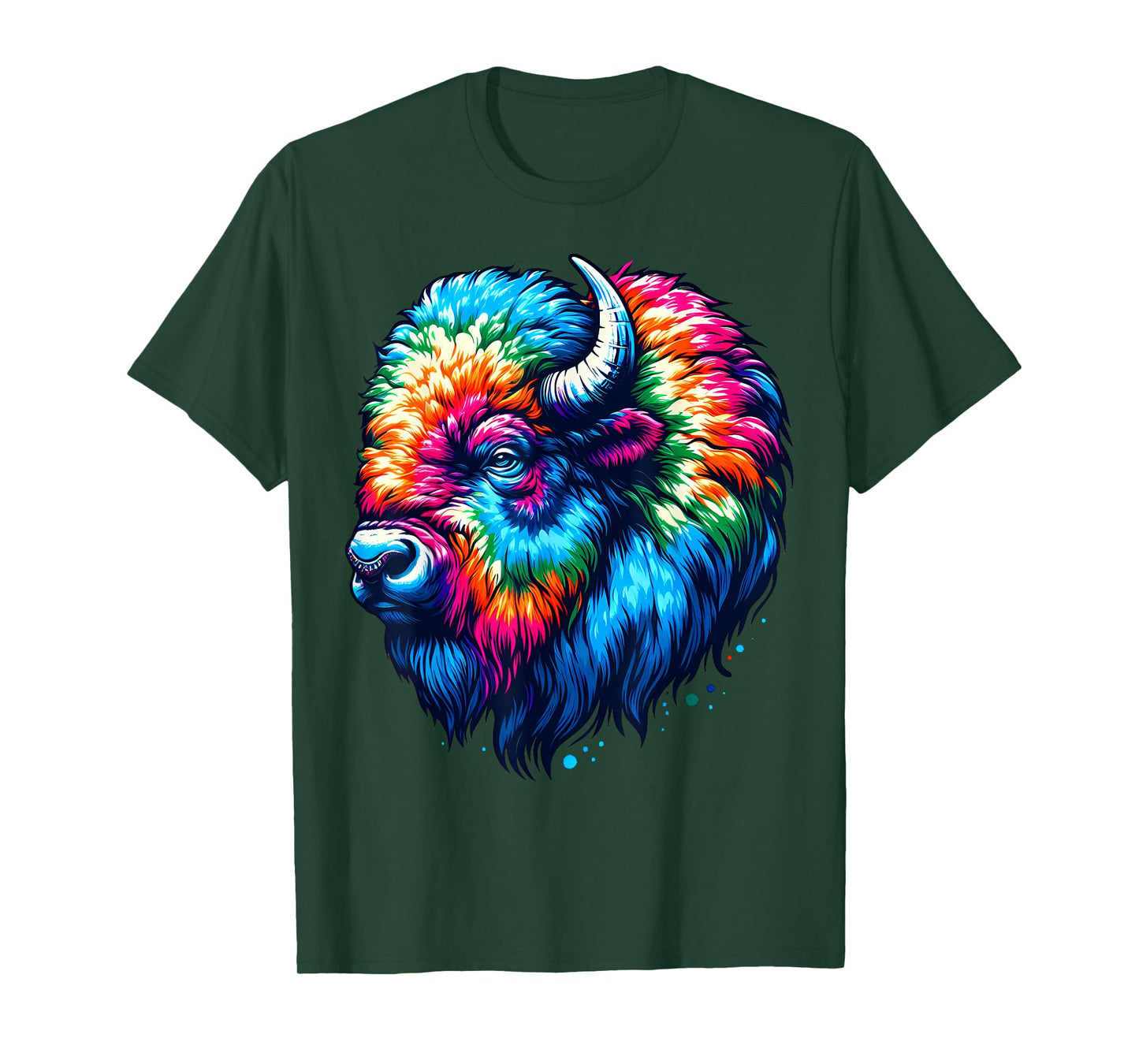 Cool Bison Spirit Animal Illustration Tie Dye Art T-Shirt
