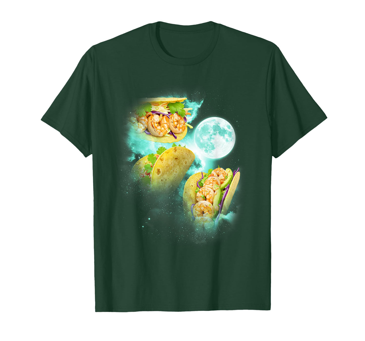 Three Taco Howling at The Moon tie dye Green T-Shirt