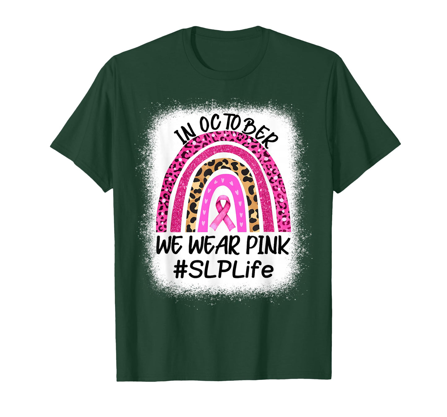 SLP Rainbow In October We Wear Pink Breast Cancer Awareness T-Shirt