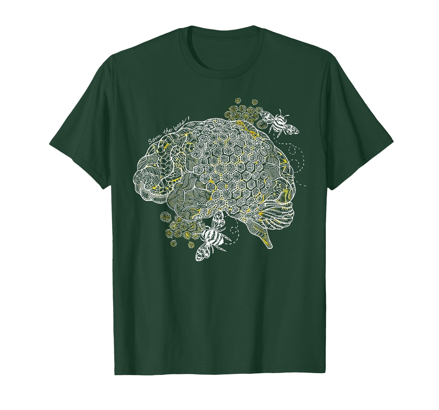 Vintage Bees Anatomical Brain Neuro Nurse Mental Health T-Shirt