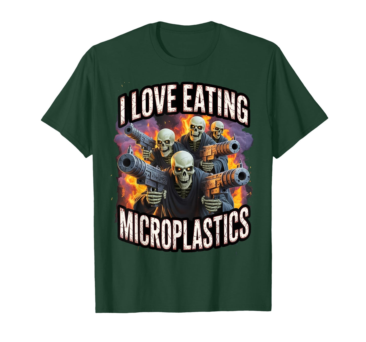 I Love Eating Microplastics Funny Skeleton Hard Meme Bootleg T-Shirt