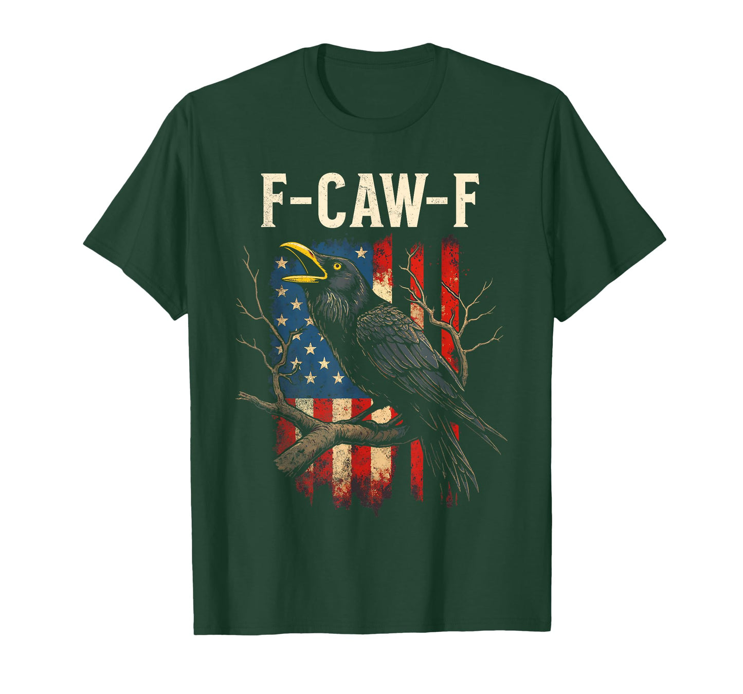 F Caw F American Flag Crow T-Shirt