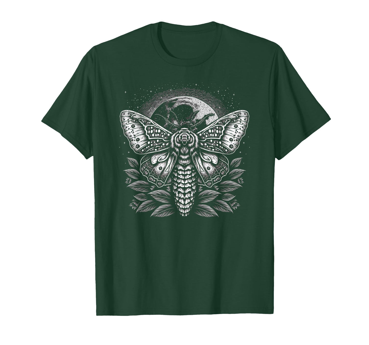 Moth Moon Night Sky Folkloric Wiccan Nature Goth Version 2 T-Shirt