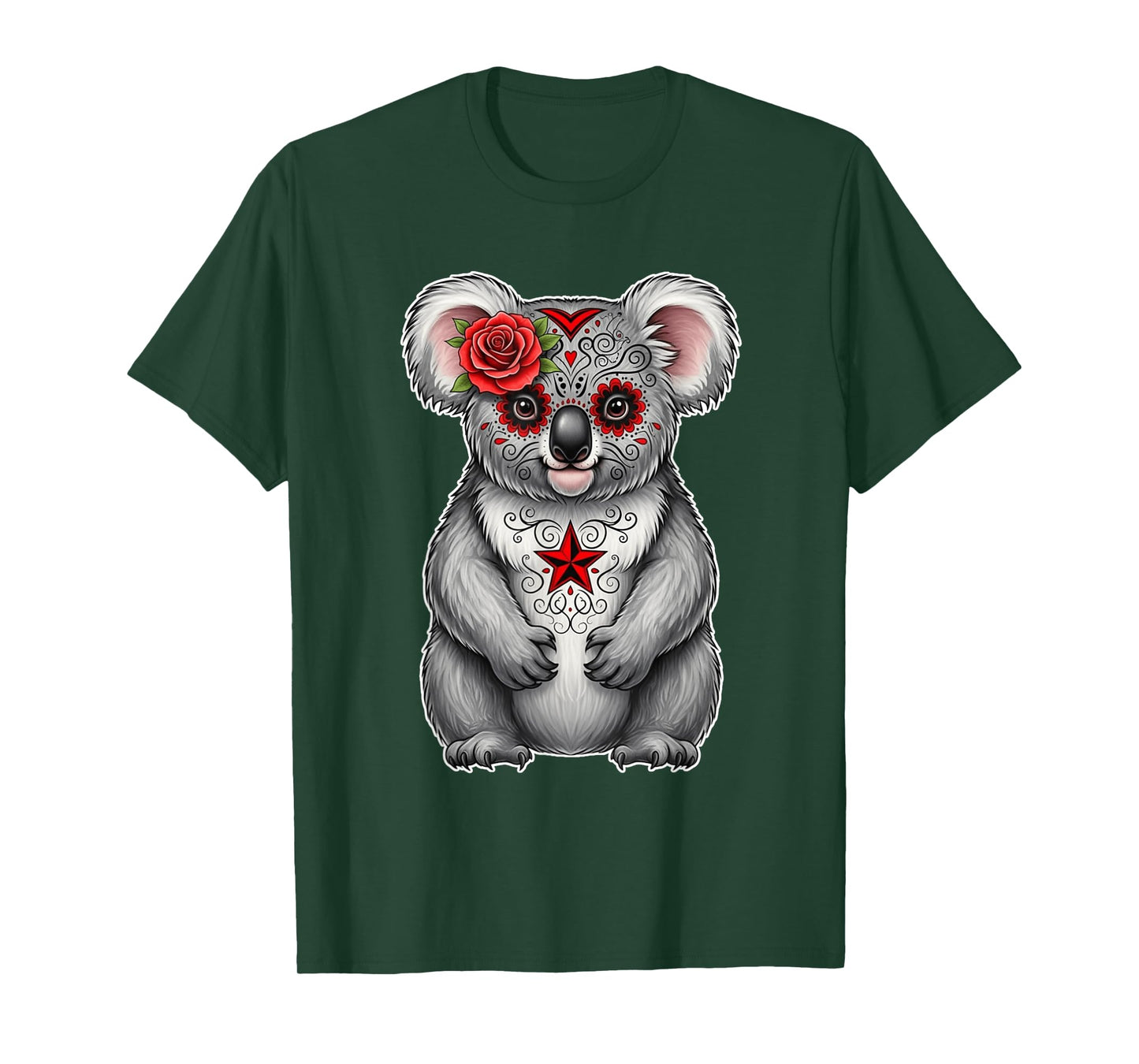 Sugar Skull Koala Halloween Graphic T-Shirt