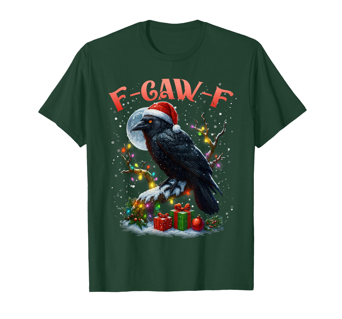 Merry F-Caw-F Funny Christmas Black Crow Merry Xmas F-Caw-F T-Shirt