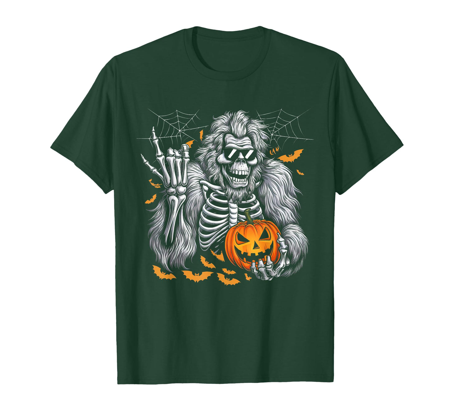 Fun Spooky Bigfoot Jack O Lantern Skeleton Halloween Youths T-Shirt