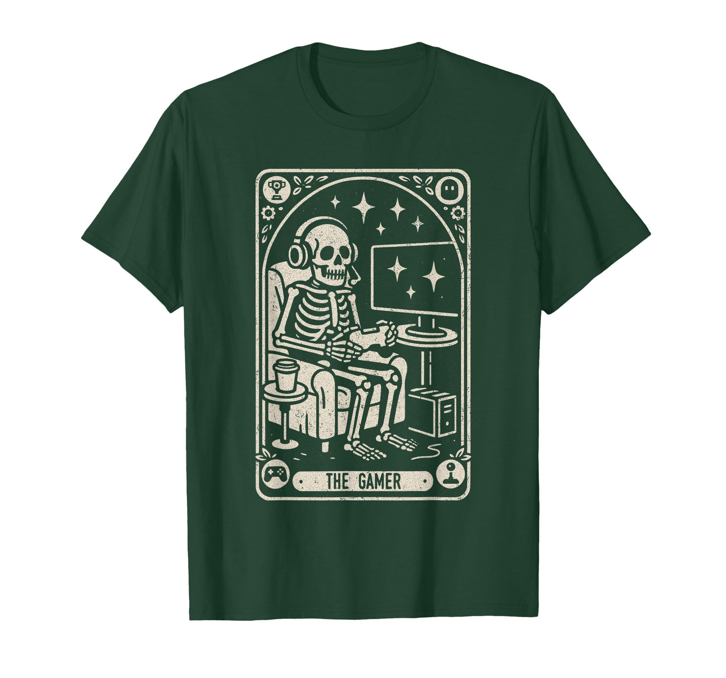 Gaming Skeleton Tarot Card Style Funny The Gamer Halloween T-Shirt