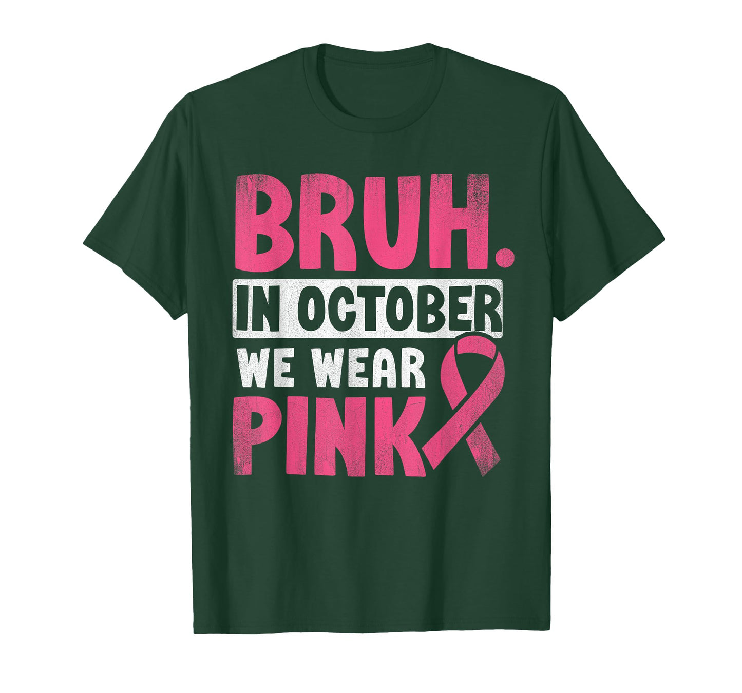 Breast Cancer Shirts for Kids Boys Bruh In October Wear Pink T-Shirt