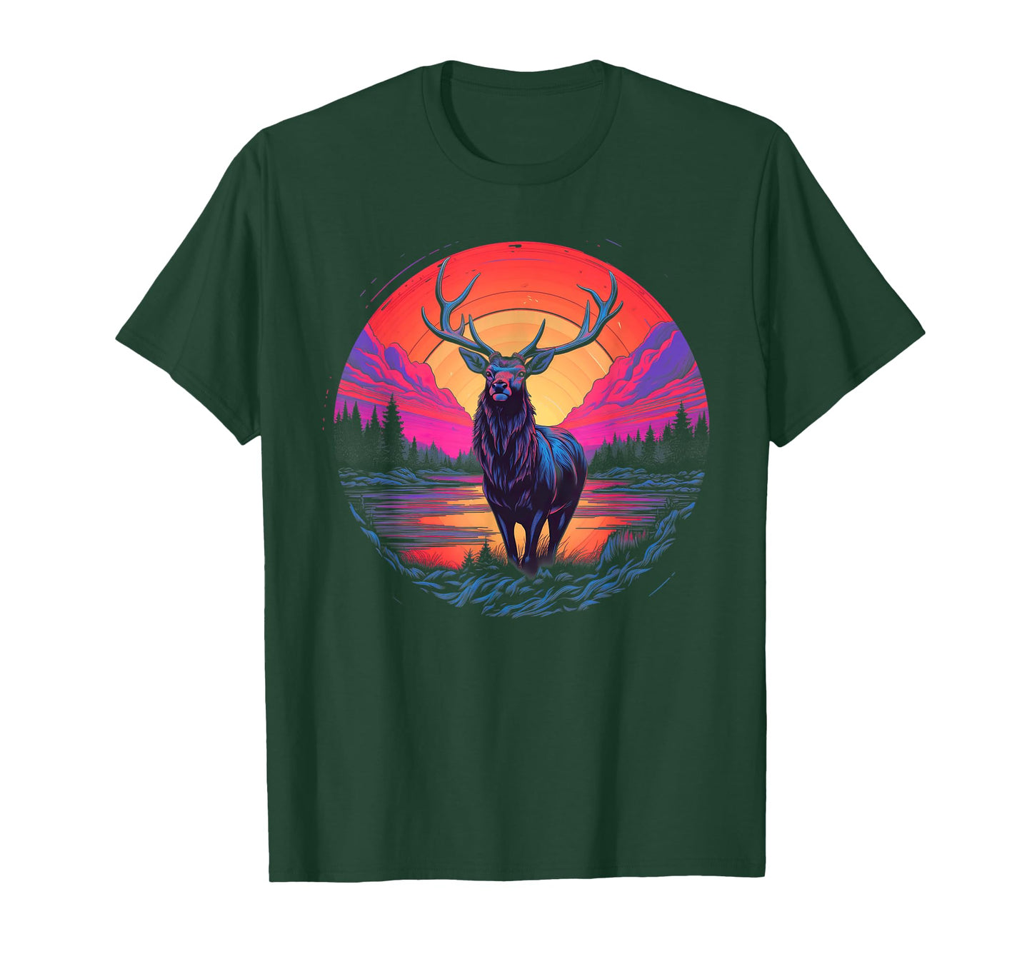 Retro Sunset Elk T-Shirt