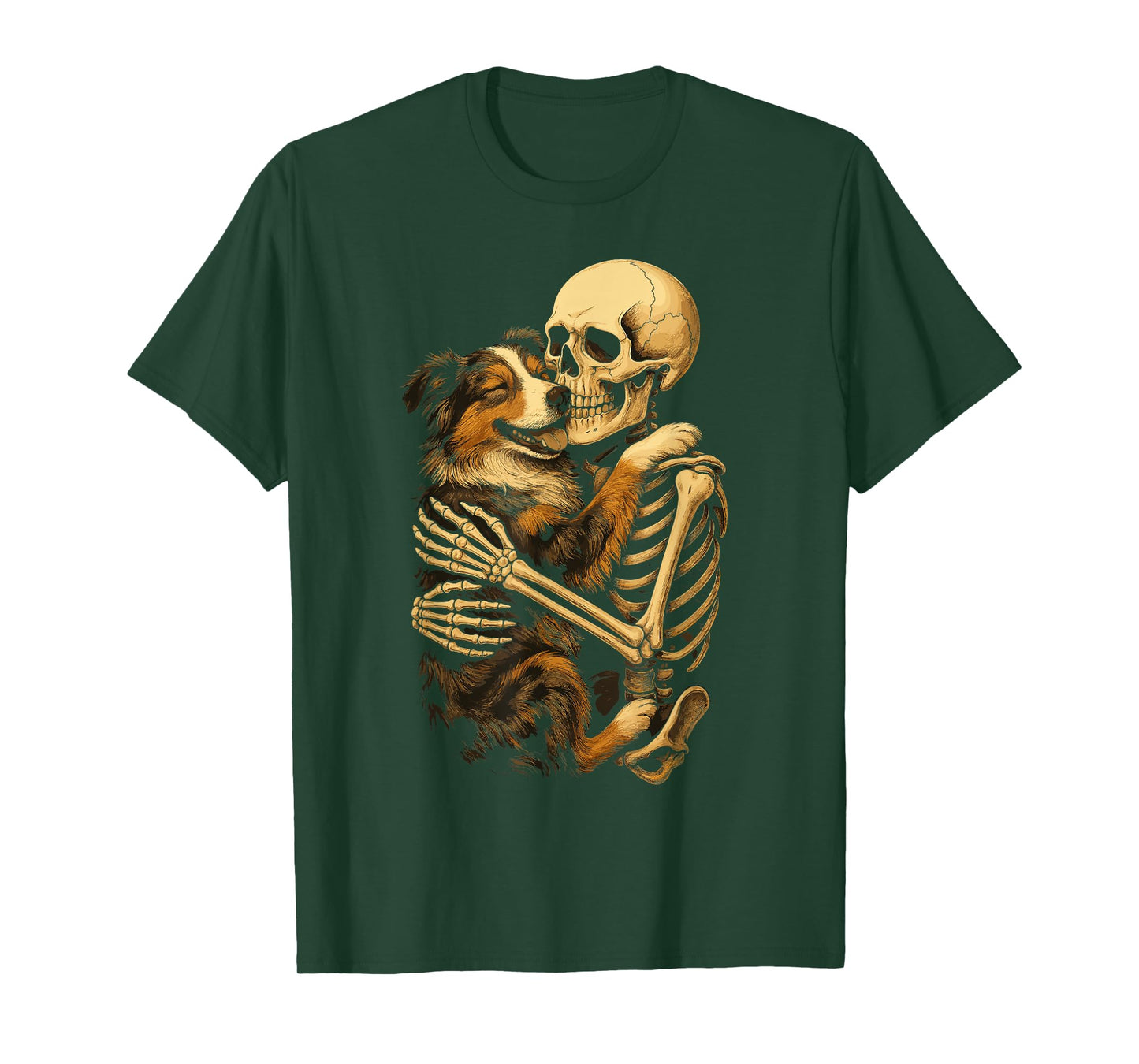 Skeleton Hugging Australian Shepherd T-Shirt