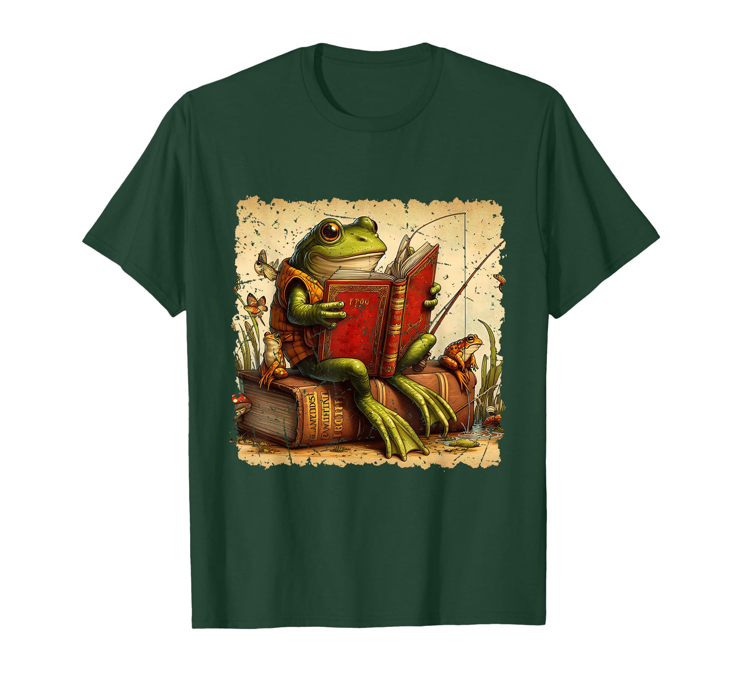 Frog & Toad Fishing Vintage Classic Book Frog Reading Book T-Shirt