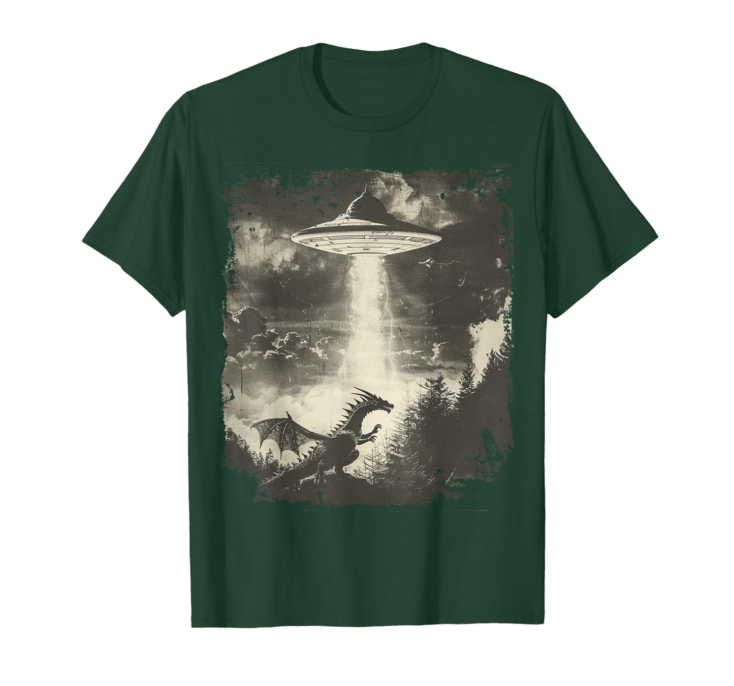 Fantasy Dragon Retro Art Sci-Fi Alien Ufo T-Shirt
