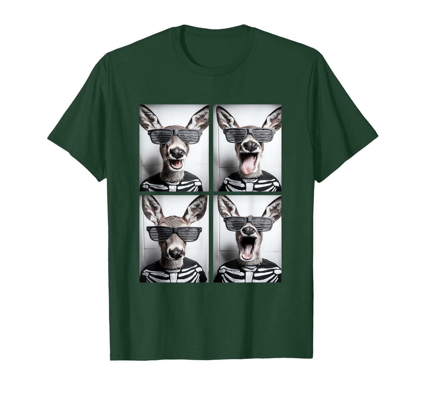 Cute Deers with Sunglasses Skeleton Costume Funny Halloween T-Shirt