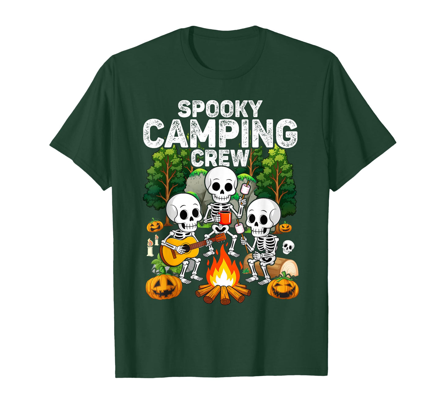 Spooky Camping Crew Halloween Camping Skeleton Campsite T-Shirt