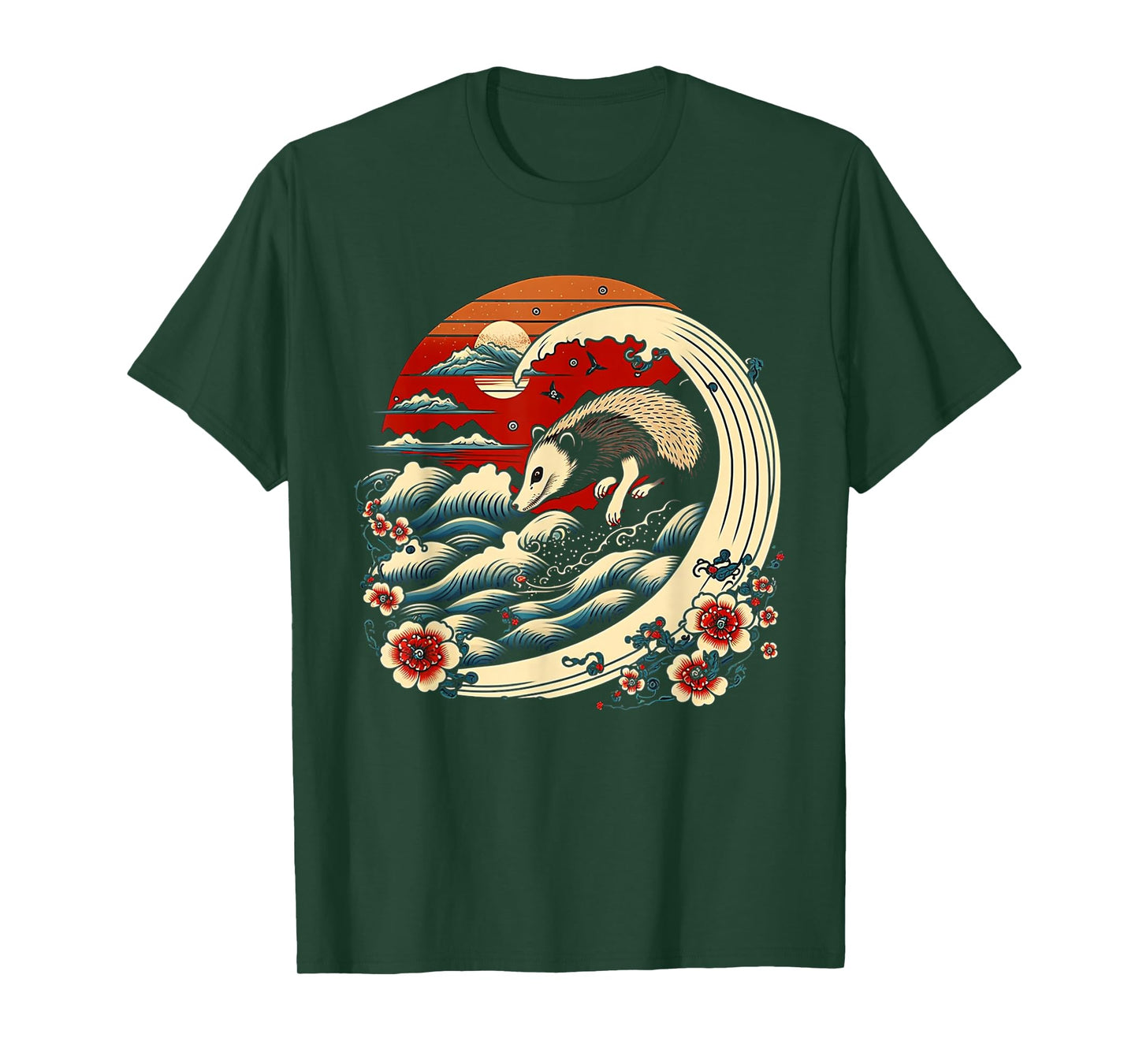 Opossum Japanese Wave Funny Vintage Possum Lover T-Shirt