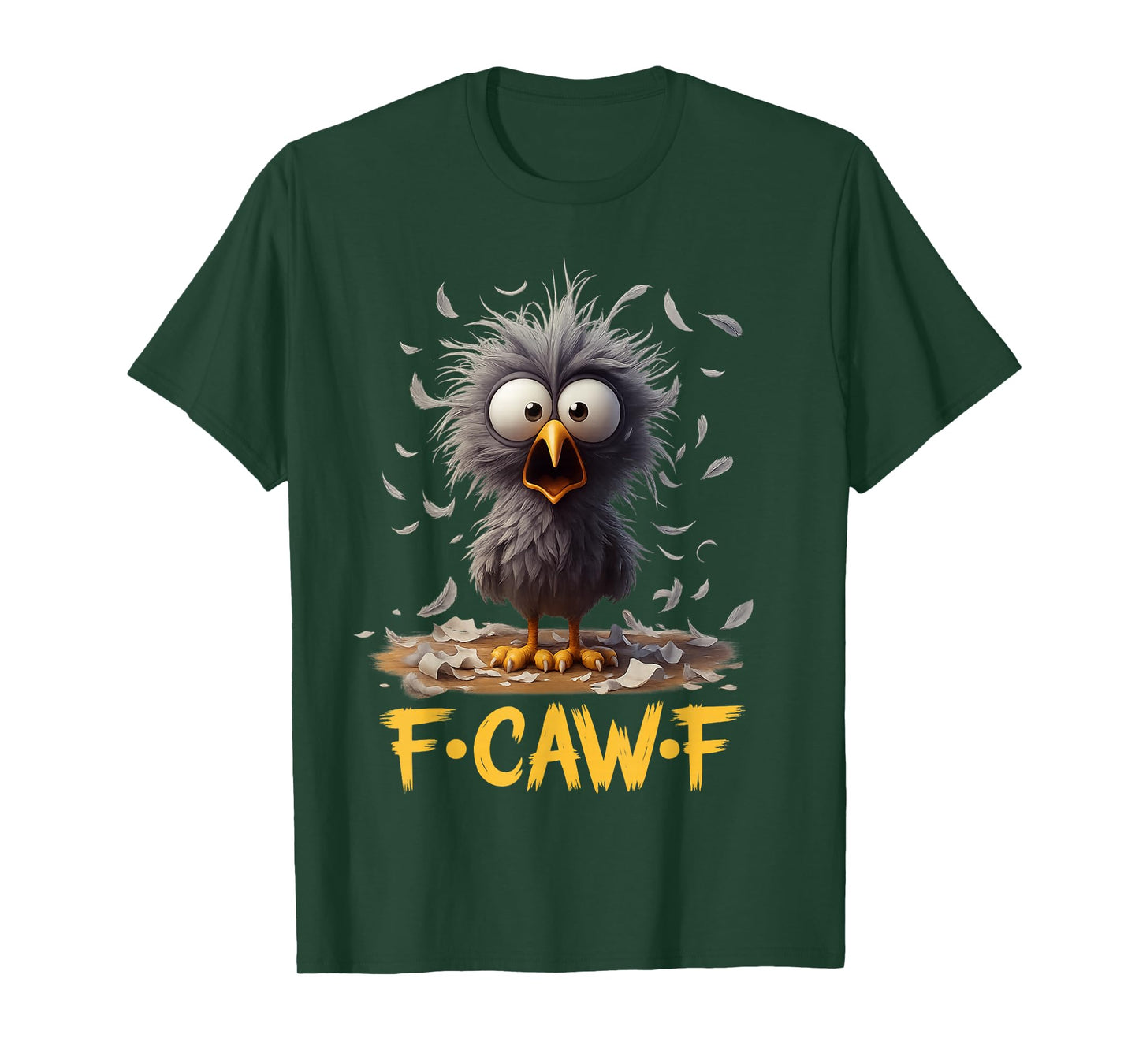 Cute Cartoon Crow F-Caw-F Black Bird, Funny Gothic Humor T-Shirt