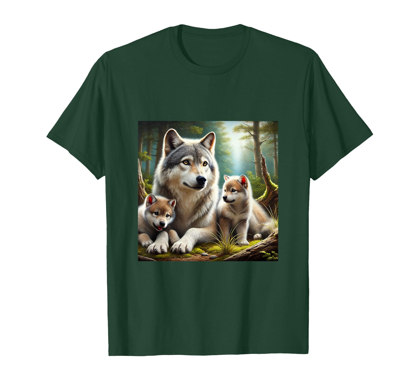Wolf mother with two cubs realistic cute youthful T-Shirt