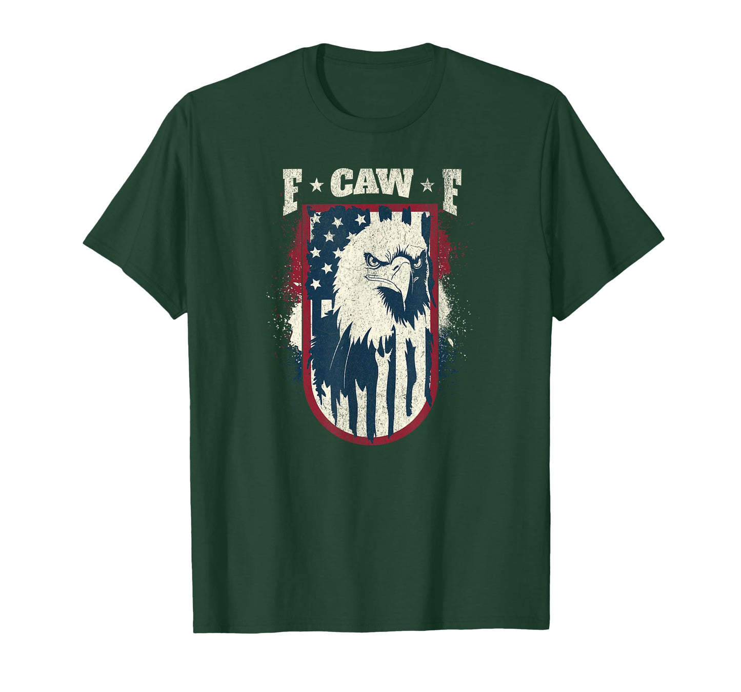 F-CAW-F Crow American Flag Bald Eagle Patriotic USA T-Shirt