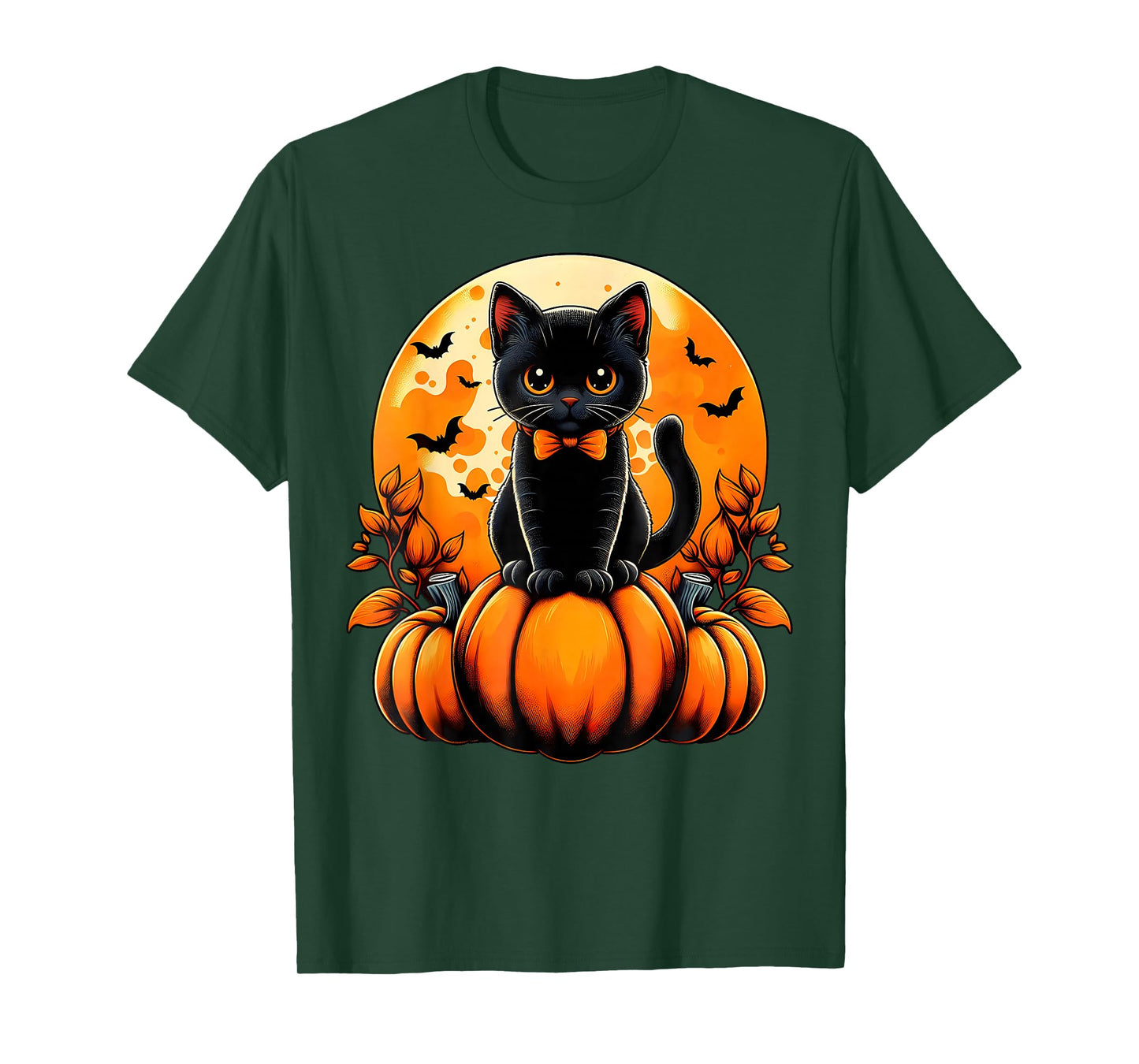 Retro Black Cat Pumpkin Halloween Costume Fall Autumn Season T-Shirt