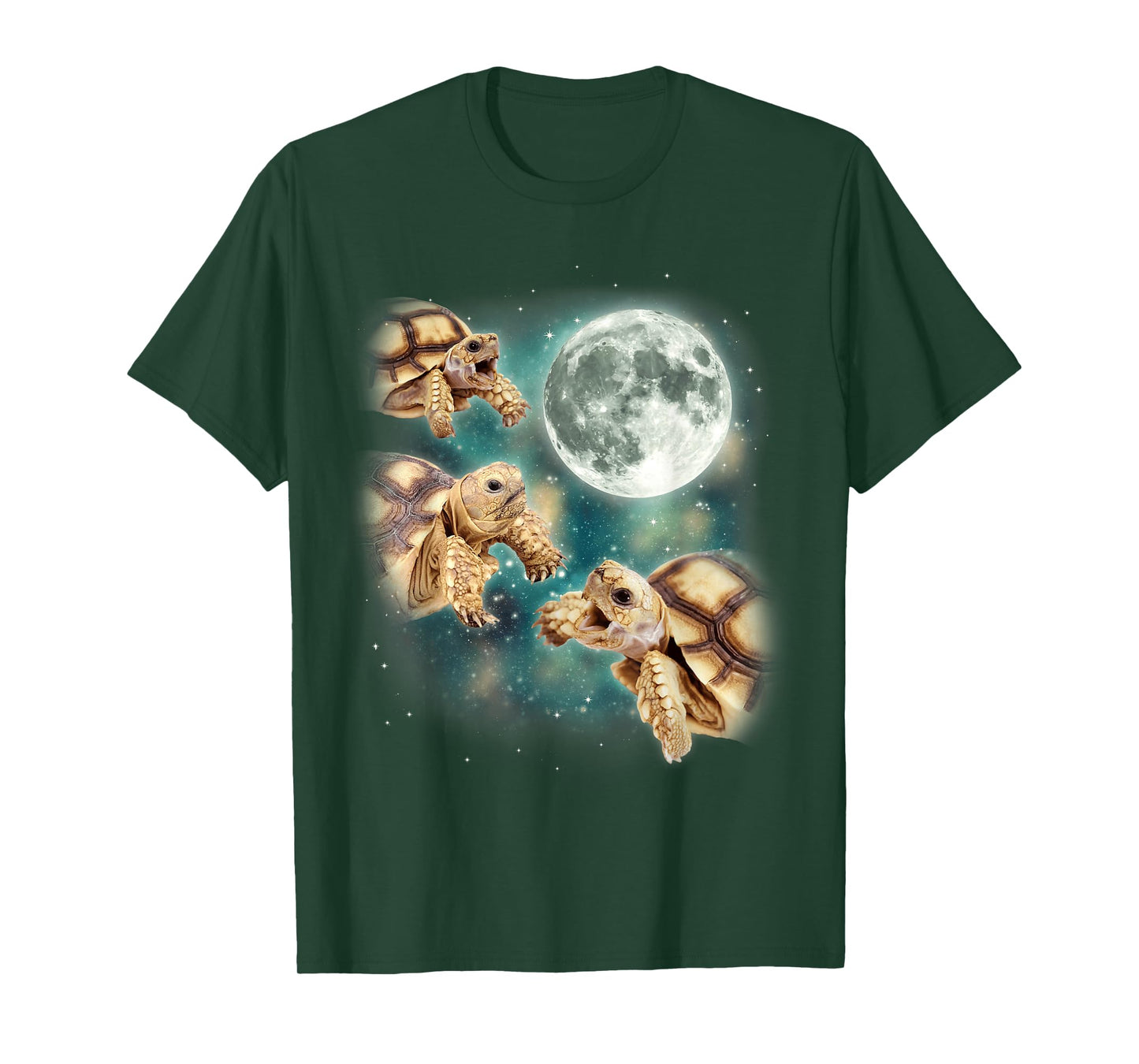 Three Tortoises Howl at Moon Wildlife Mountain Turtle Meme T-Shirt