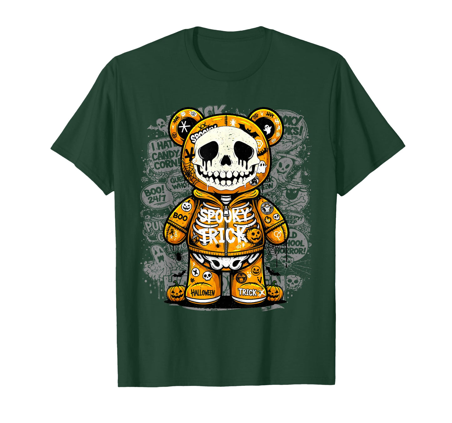 Spooky Skeleton Bear Halloween Graffiti Art for Boys and Kid T-Shirt