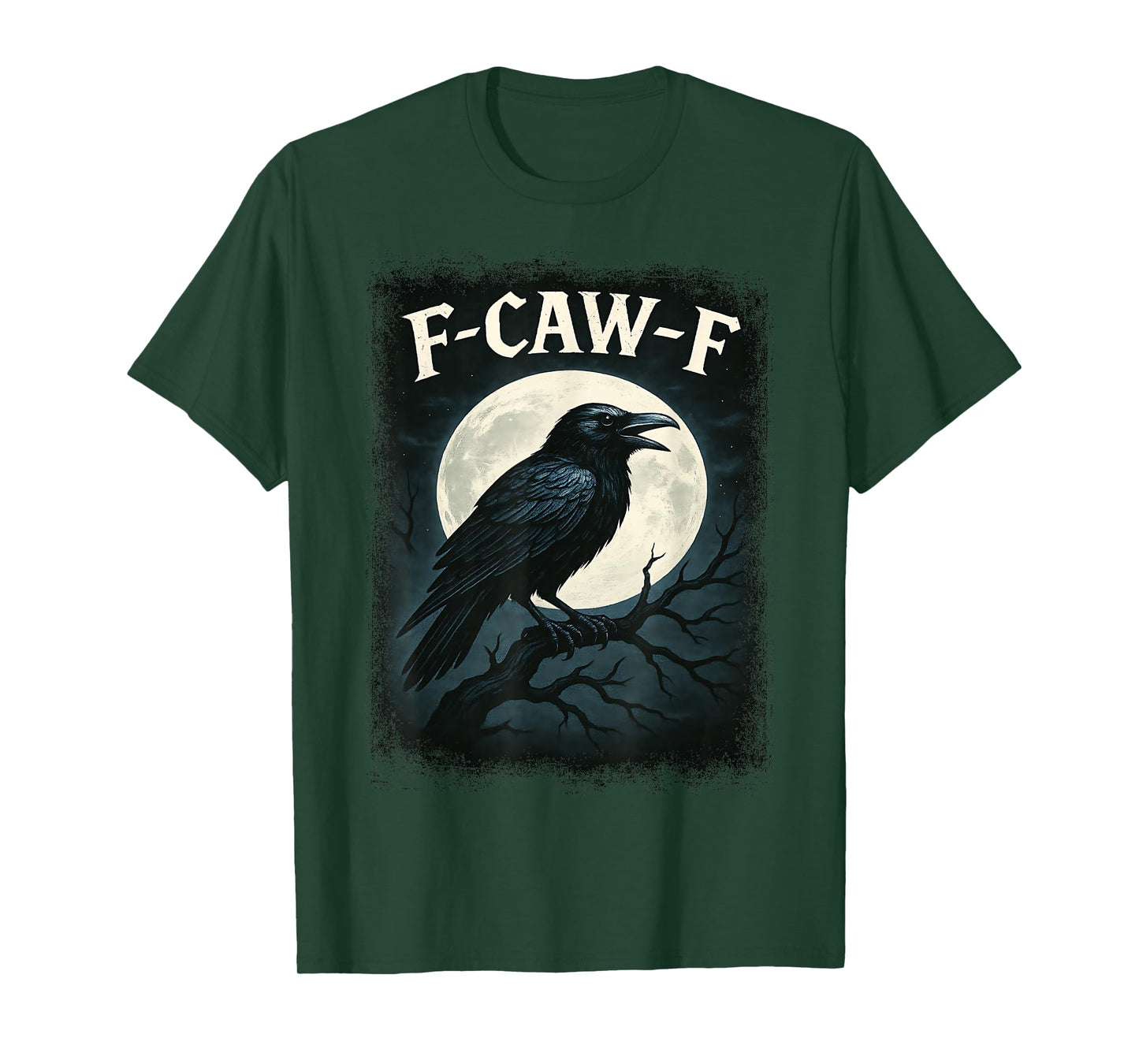 F-CAW-F Black Crow Full Moon Funny Gothic Dark Humor T-Shirt