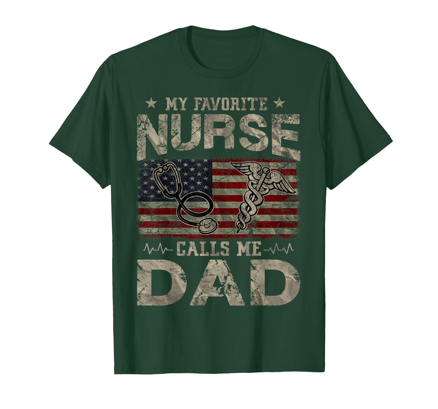 My Favorite Nurse Calls Me Dad American Flag Vintage T-Shirt