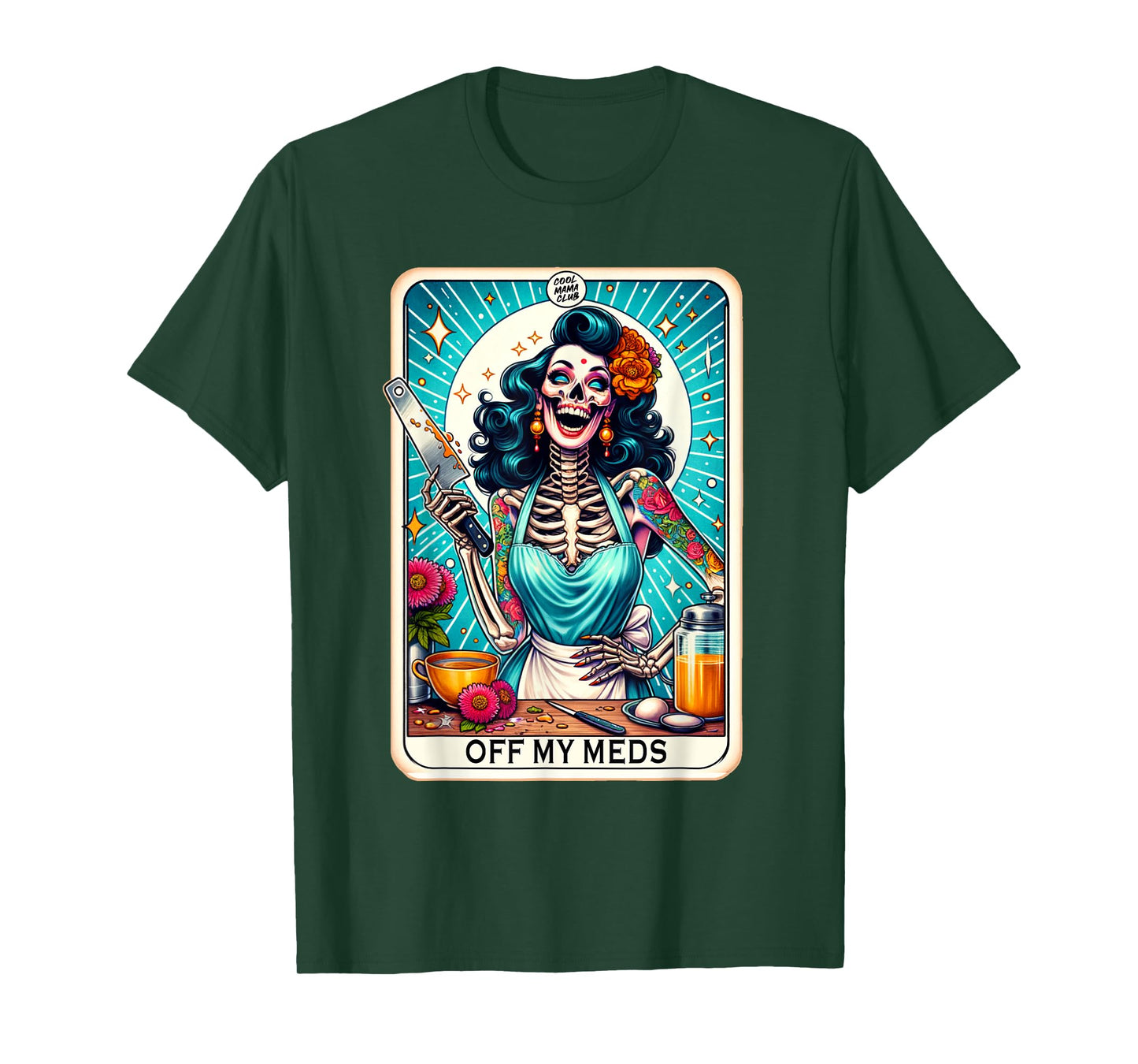 Cool Mama Club Tarot Card Skeleton Halloween T-Shirt