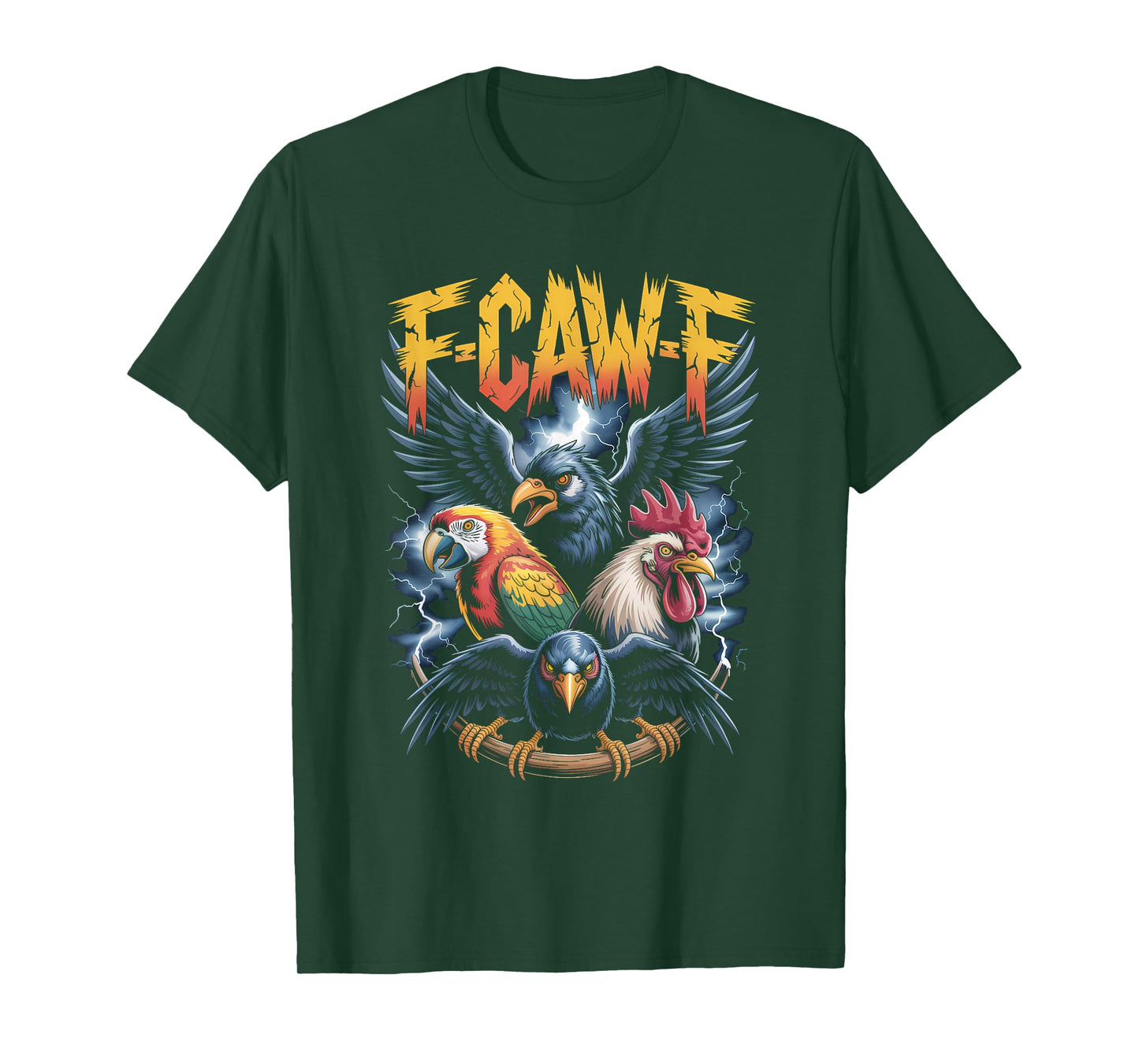 F-CAW-F Funny Gothic Bird Parrot, Crow, Rooster Sound Meme T-Shirt