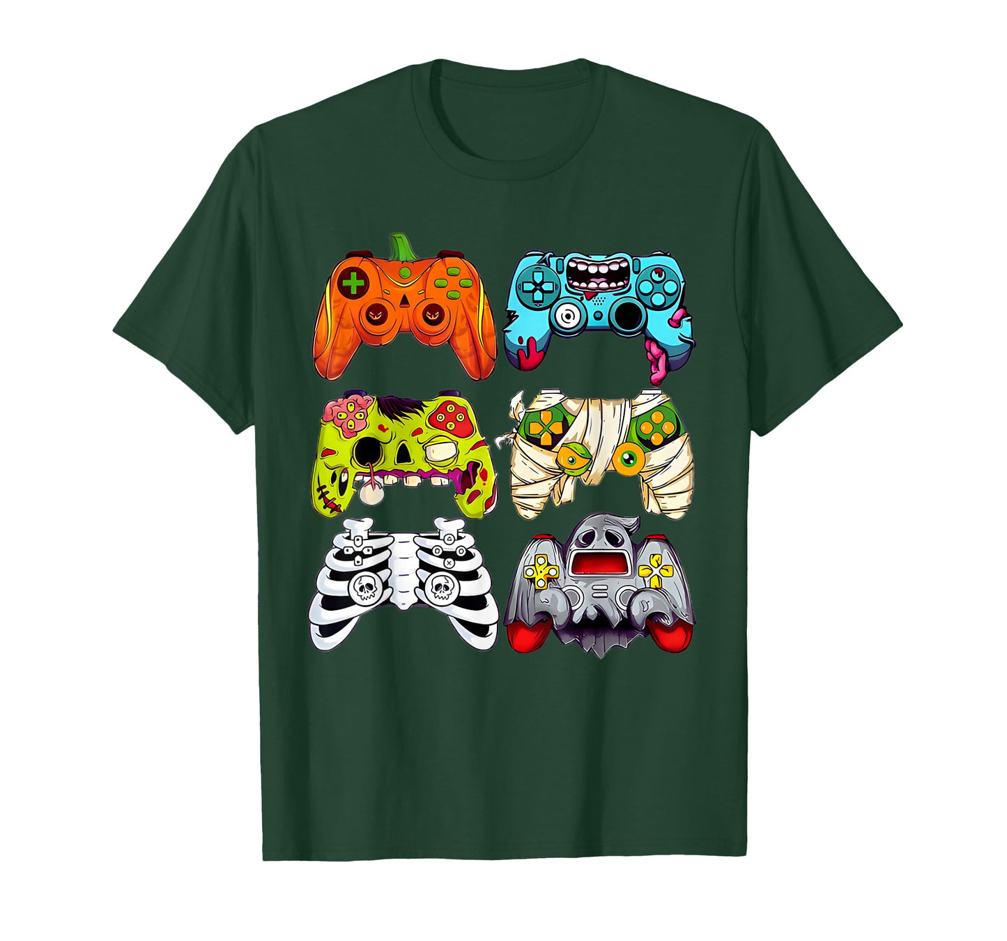 Halloween Skeleton Zombie Gaming Controllers Mummy Boys Kids T-Shirt