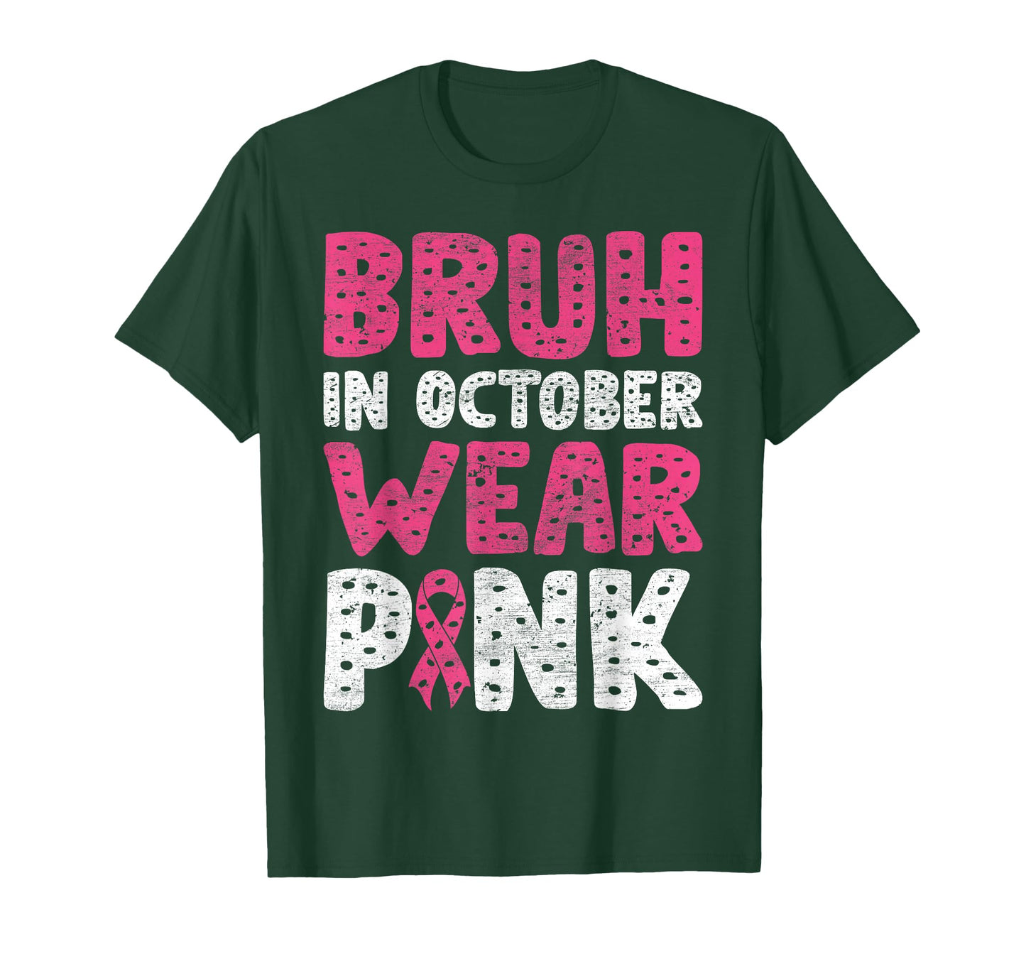 Breast Cancer Shirts for Kids Boys Bruh In October Wear Pink T-Shirt