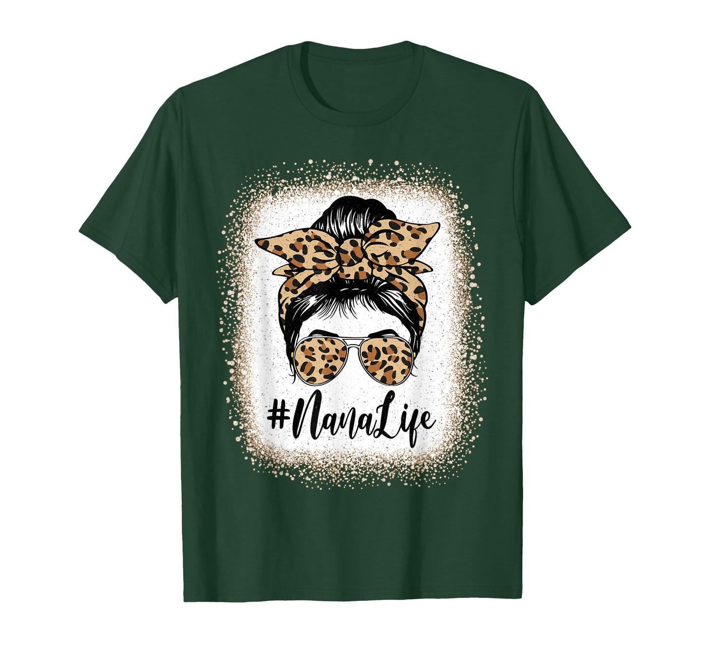 NaNa Life Bleached Leopard Messy Bun Mother's day T-Shirt