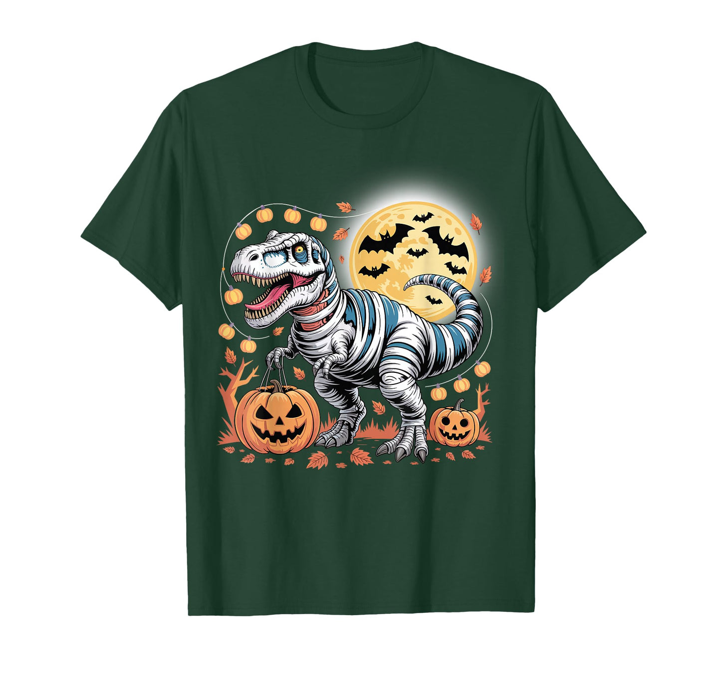 T Rex Halloween Scary Ghost Skeleton Riding Mummy Dinosaur T-Shirt
