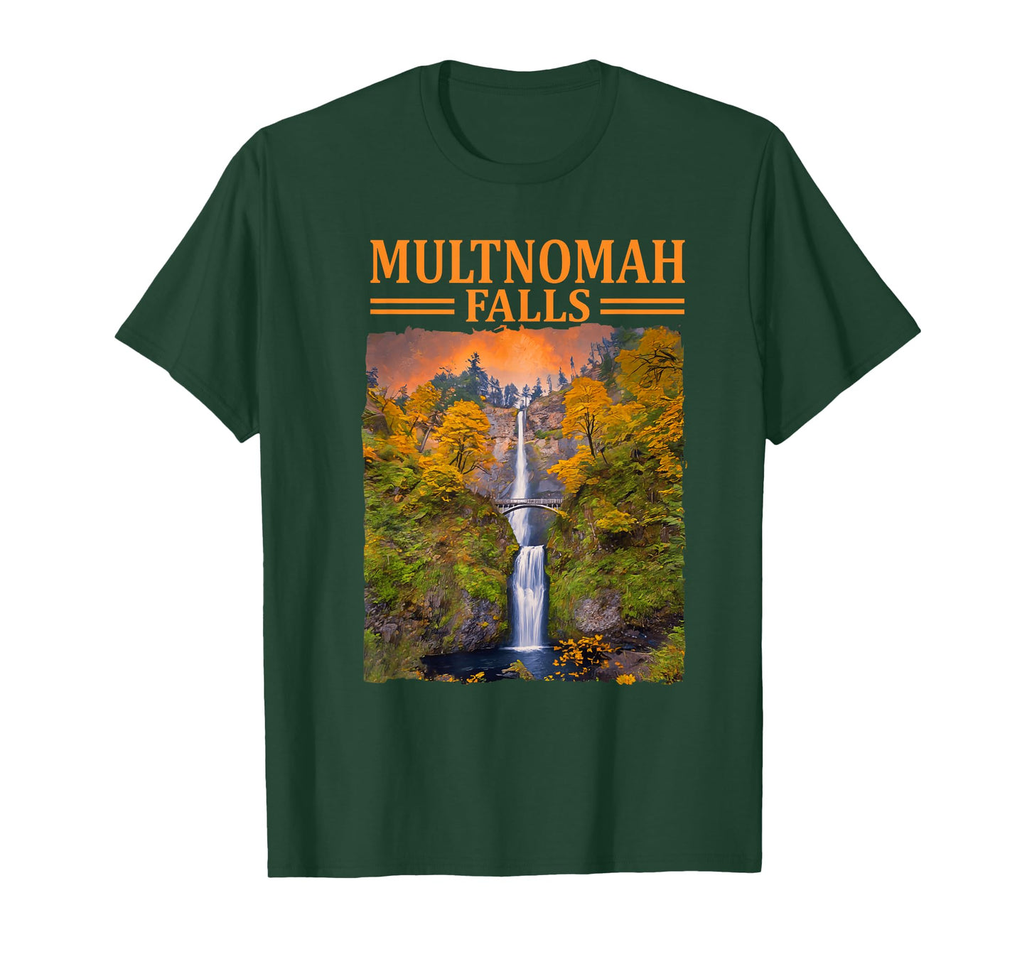 Multnomah Falls Oregon Waterfall Autumn Nature Trip T-Shirt
