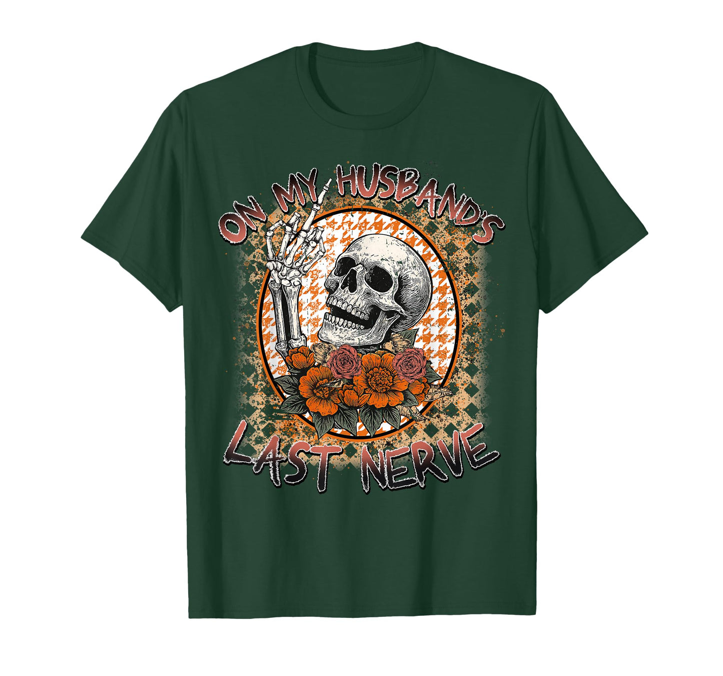 On My Husband's Last Nerve, Skeleton Halloween, Spooky Mama T-Shirt