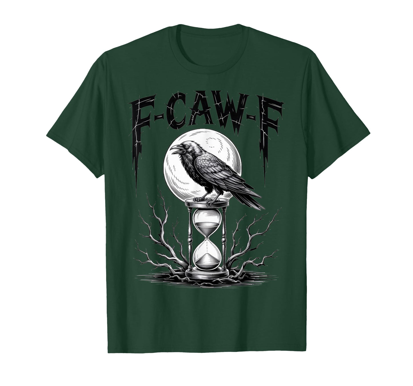 Dark Gothic F-Caw-F Black Crow Moon Spooky Halloween T-Shirt