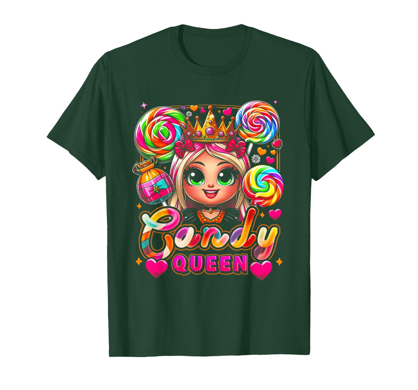 Funny Halloween Candy a Queen Lollipop Lover Girls Colorful T-Shirt